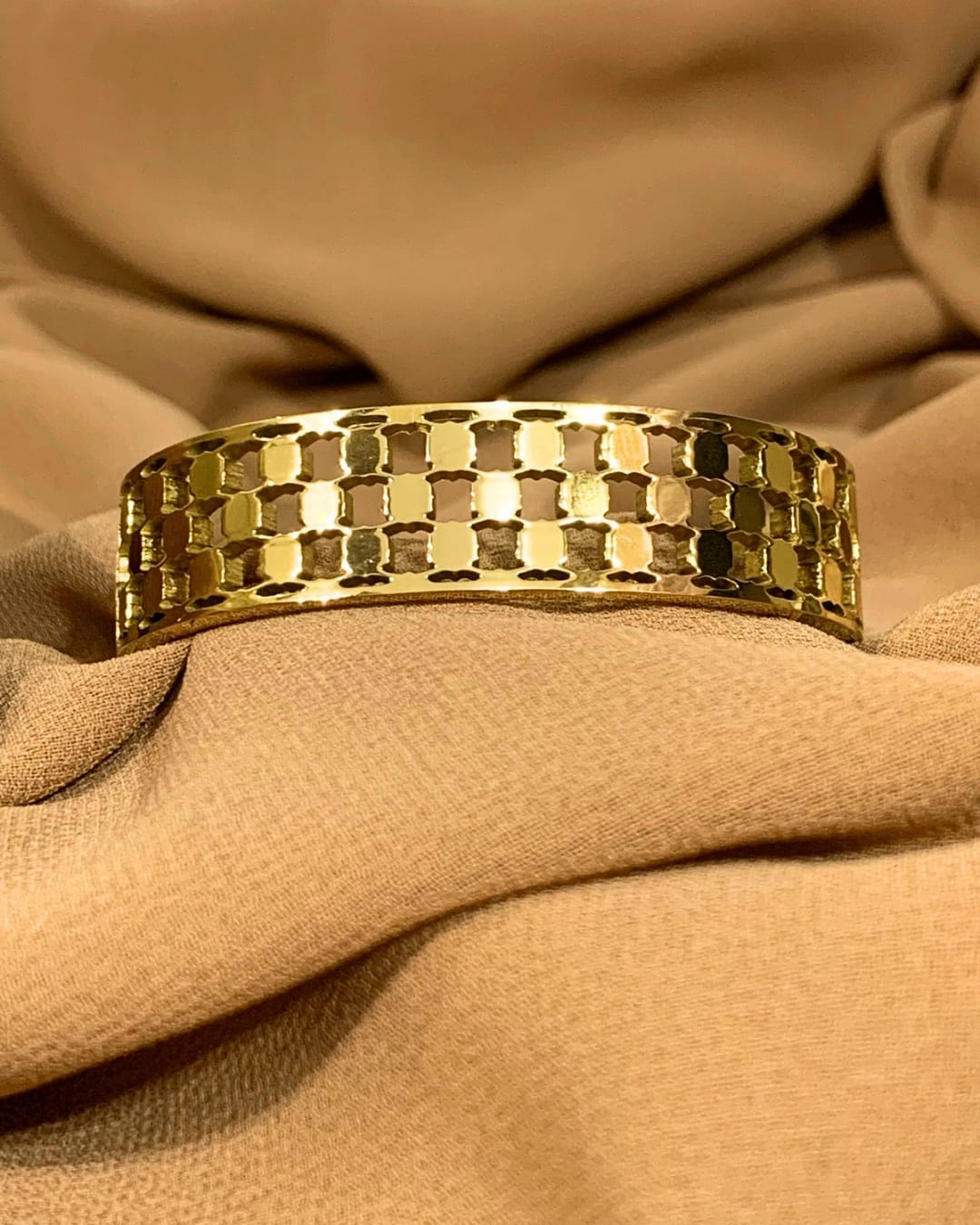 Geometric Gold Tone Handcuff