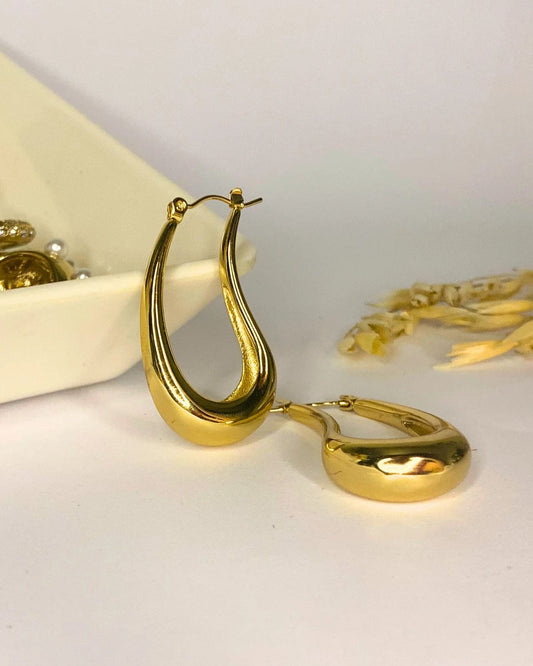 Chunky Gold Sculptural Hoops