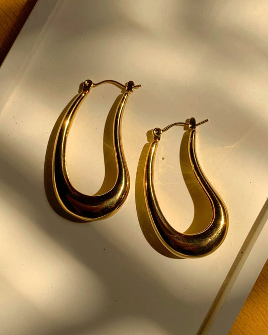 Chunky Gold Sculptural Hoops