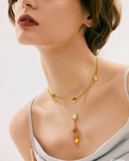 Golden Clover Layered Necklace