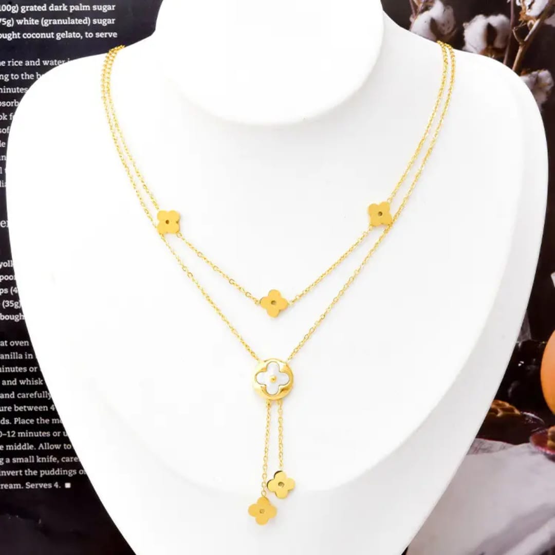 Golden Clover Layered Necklace