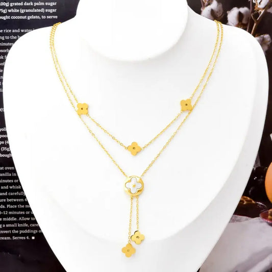 Golden Clover Layered Necklace