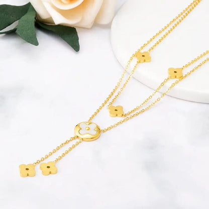 Golden Clover Layered Necklace