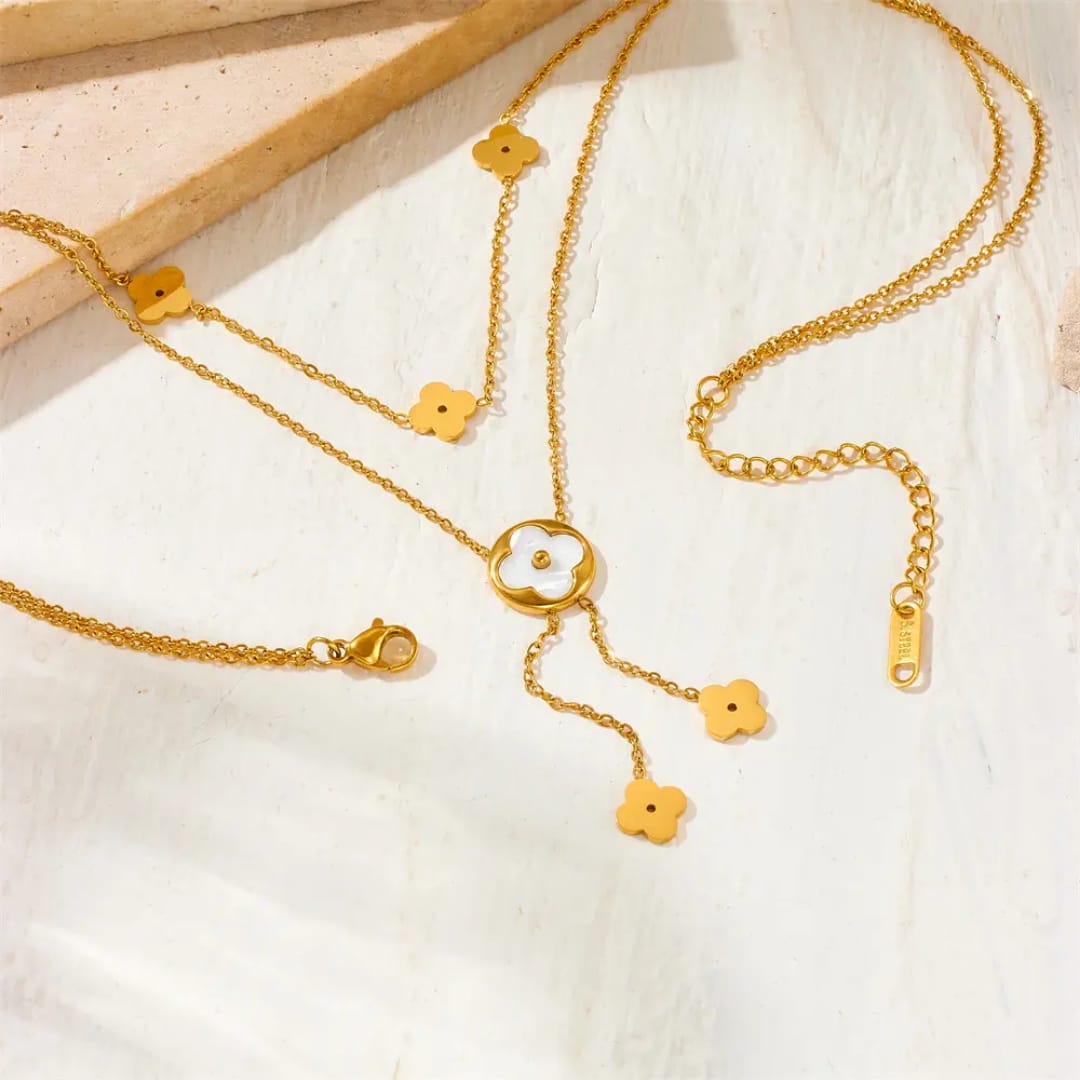 Golden Clover Layered Necklace